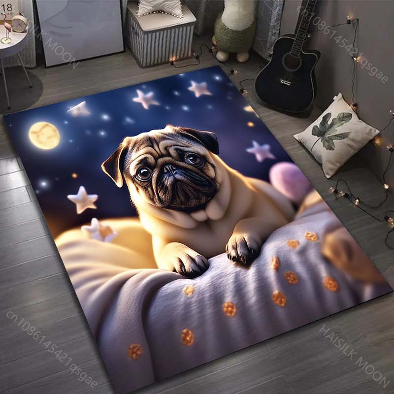 

17 стилей Милый ковер с принтом мопса для гостиной, спальни, дивана, придверный коврик, домашний декор, ковер для зонирования, нескользящий коврик для пола, большой размер 40x60cm (16x24in)