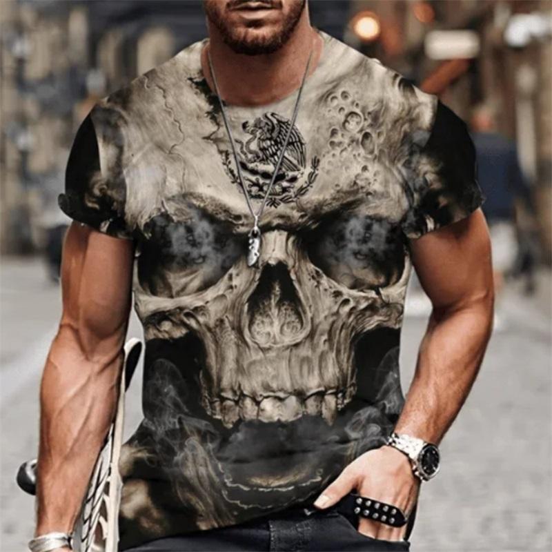 Vintage T Shirt For Men Mexico Flag Print Eagles Pattern Tshirt For Men Casual Short Sleeve Tee Tops Oversized Men Clothing