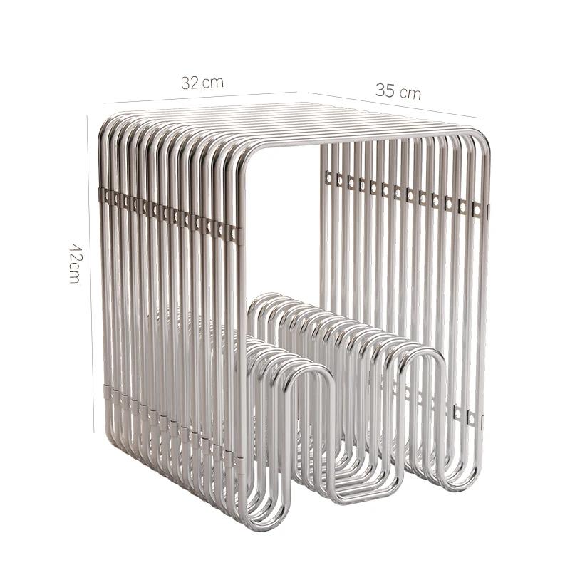 Minimalist Stainless Steel Coffee Tables Modern Side Table Creative Bookshelf Bedroom Side Table Living Room Coffee Table