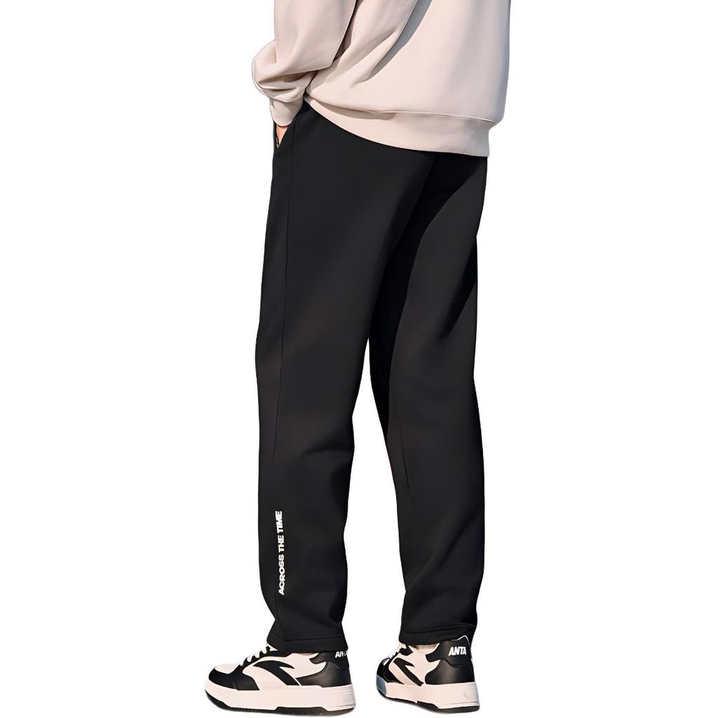 Anta Basketball Series Solid Knit Cuff Casual Sports Pants Men Bottoms Black 952321317-1