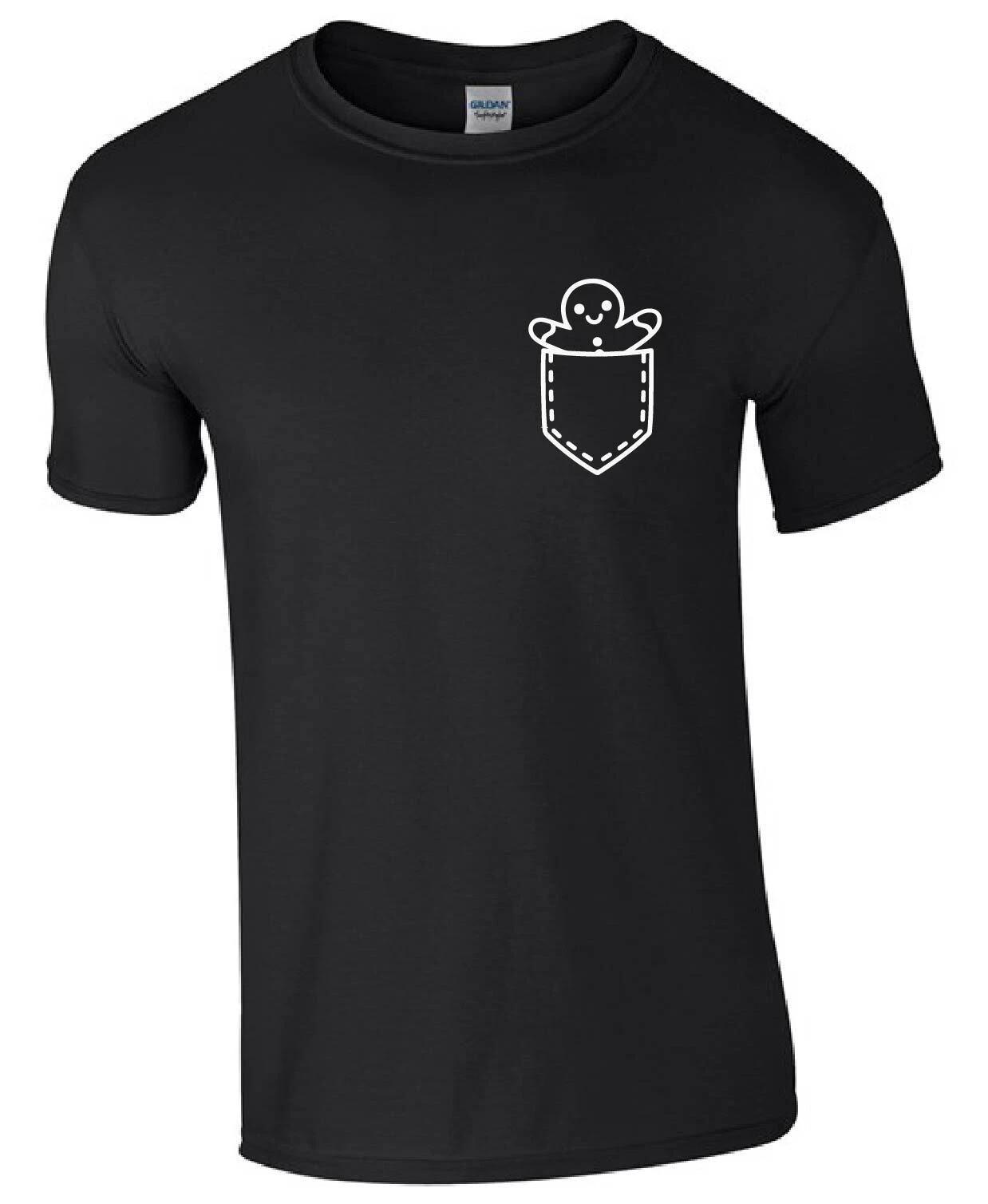 Gingerbread Man Pocket Cute Funny Christmas Gift Kids/Adults Top T-shirt 4XL