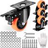 SucceBuy 2/3/4/5/6in 4pcs Caster Wheels Swivel Plate Casters with A/B Locking No Noise PVC Wheels for Cart Furniture Workbench