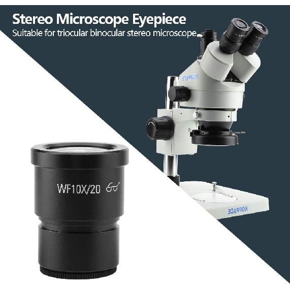 ZJchao 10X Stereo Microscope Eyepiece, 2 Pcs WF10X/20, Black, Optical Glass + Metal, Triocular Binocular Stereo Microscope, 30mm Mounting Size