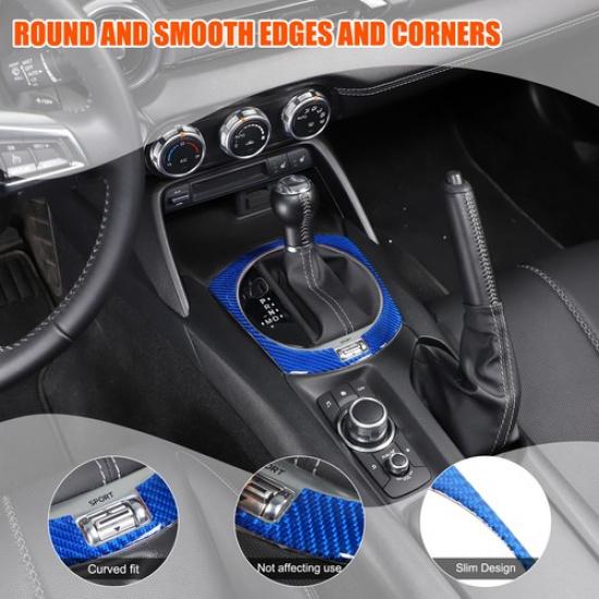 Blue Carbon Fiber Center Console Gear Shift Panel Sticker for Mazda MX-5 16-23