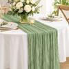 Bohemian Pleated Table Runner Sage Green 90x180cm