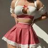 Women Sexy Temptation Lingerie Set Schoolgirl Costumes Sexy Strap Role Play Lace Uniform Erotic Costume Sex Cosplay