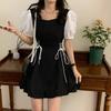 Sweet A- Line Fairy Dress High Waist Puff Short Sleeve Dress Fashion Short Dress Women  Vacation