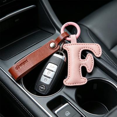 Portachiavi Ciondolo Pelle Sintetica Colore Macaron Design Lettera Inglese Fascino per Borsa Zaino Accessori Auto