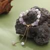Trendy Purple Pink Chip Stone Adjustable Bracelet Fashionable Gold Plated Tassels Pearl Chain Bangle Summer Jewelry for Women