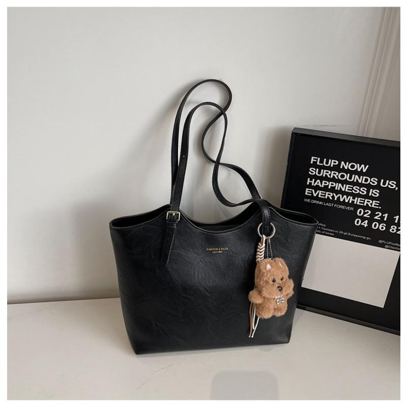 

Сумка-тоут ретро большой вместимости, нишевая повседневная сумка через плечо, модная сумка для поездок на работу чёрный