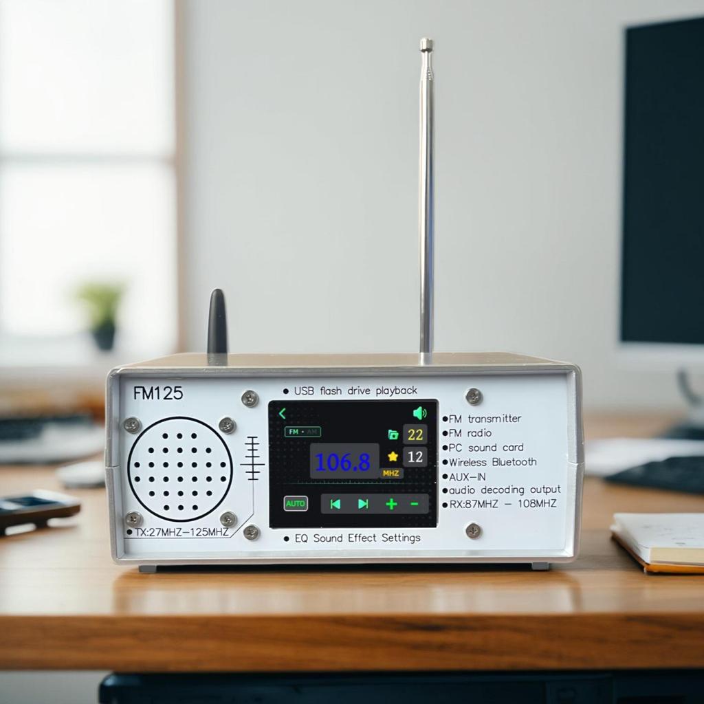 27MHz-125MHz FM Transmitter Radio USB Sound Card Bluetooth Music Player