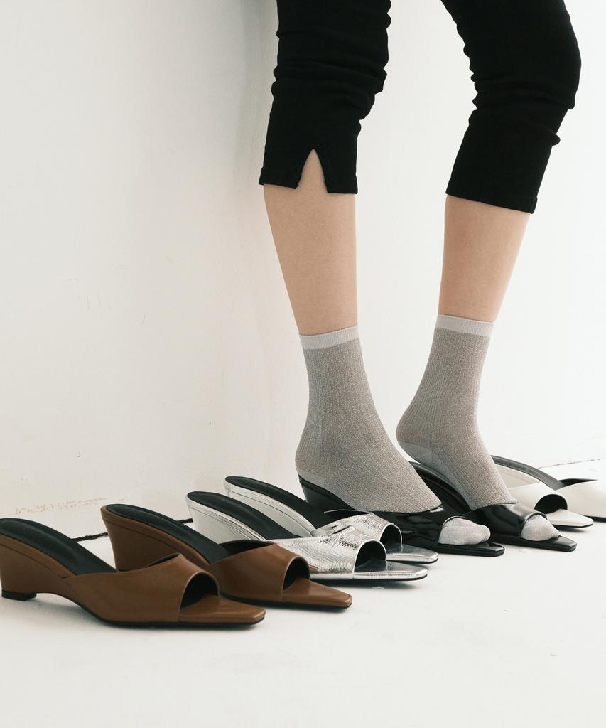 Moodnight Lita Clean Silhouette Wedge Heel Mules - 4 Colors | 5Cm (3Cm Heel Change Available) (Type A)
