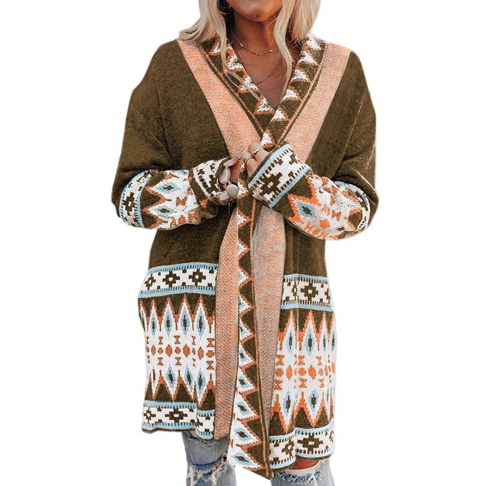 Strickmuster Mittellanger Cardigan-Pullover