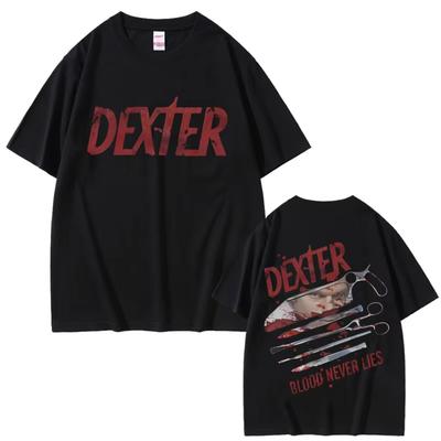 TV Play Dexter Morgan Blood Never Lies Graphic T-shirt Men Women Casual Cotton Vintage T Shirt Men's Clothing Oversized T-shirts