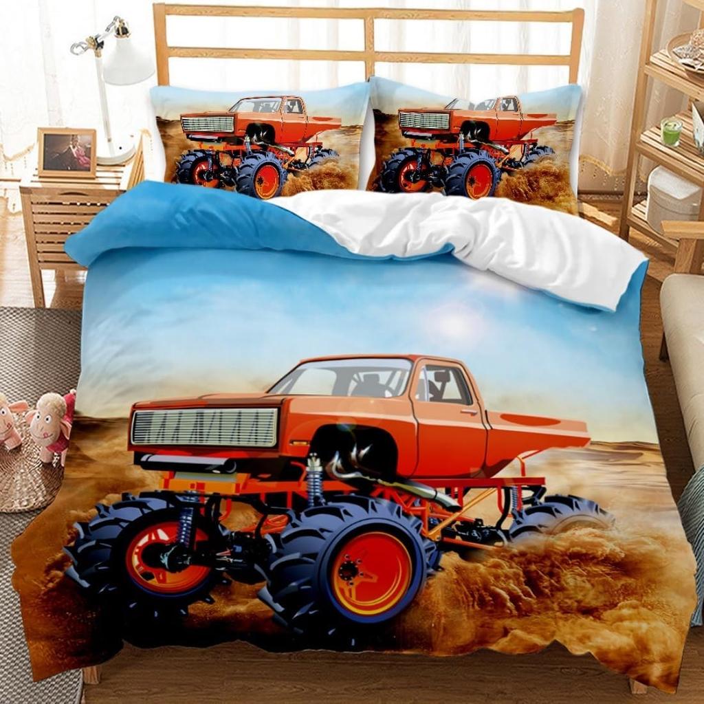 Wheels Cartoon Duvet Cover Bedding Set Monster Trucks Duvet Cover With Pillowcases 75*50 For Adult Boys Girl Bedroom Decoration