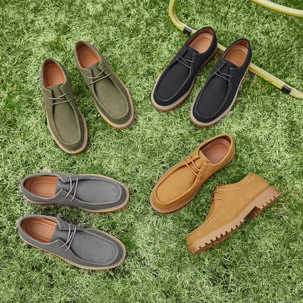 Mens Shoes Vintage Work Boots Leather Casual Shoes Lace Up for Outdoor Hiking