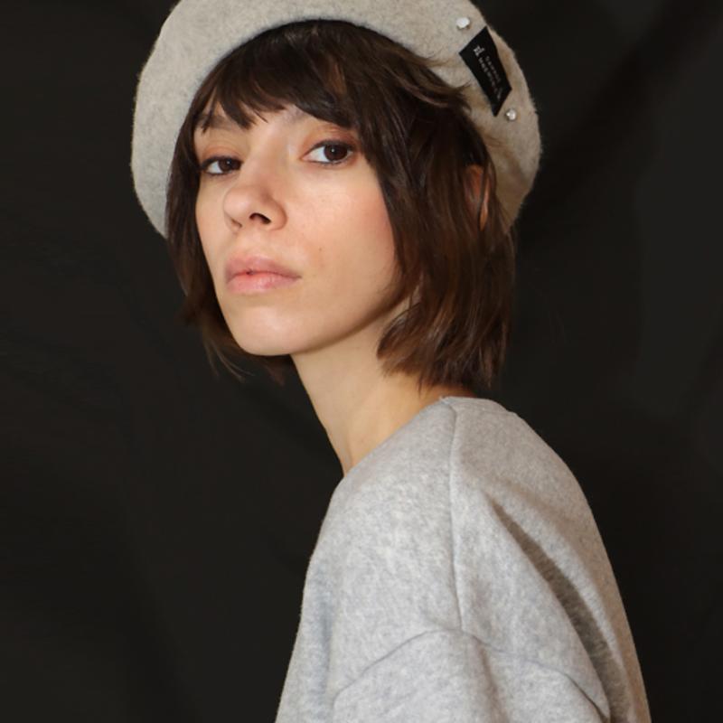 DAMAGE MNEMONIC Gray Beads Beret