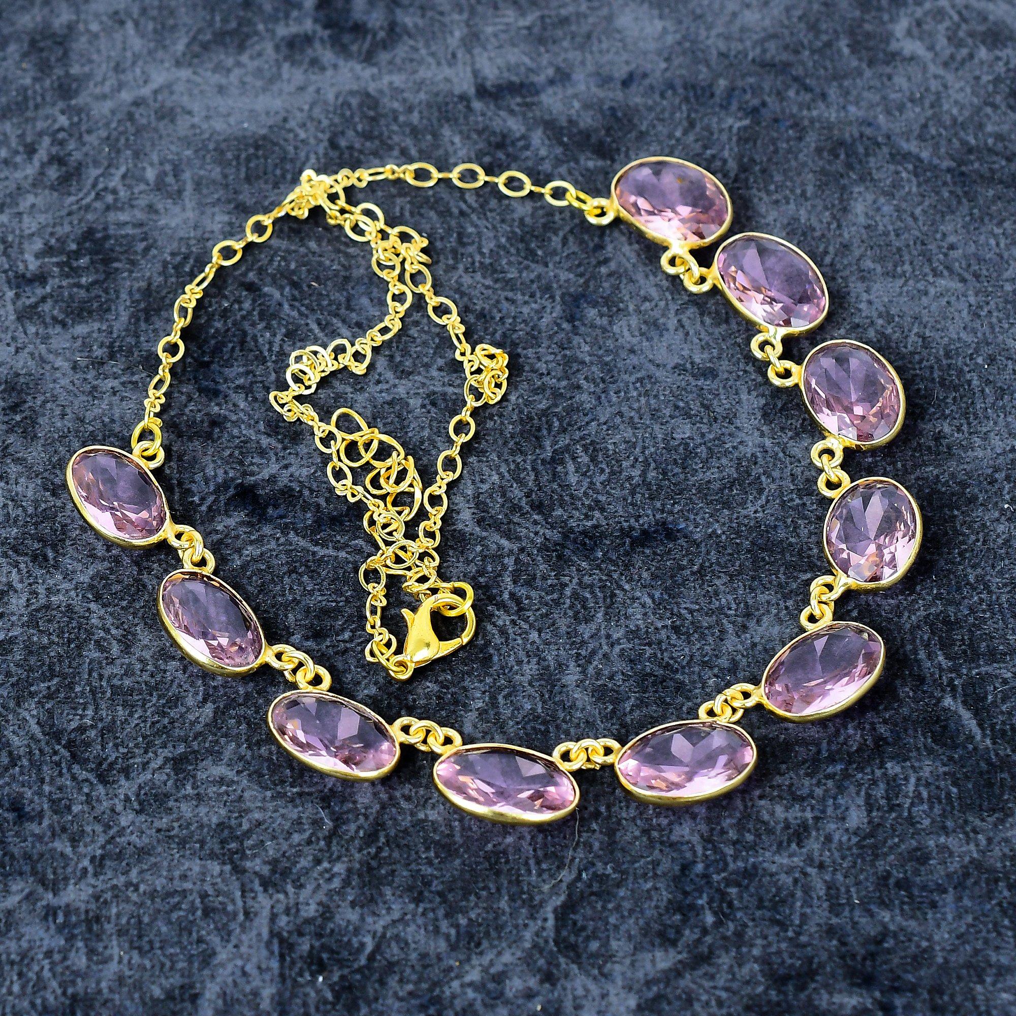 

Pink Kunzite Gemstone Handmade 925 Sterling Silver Jewelry Necklace 20 M-2999