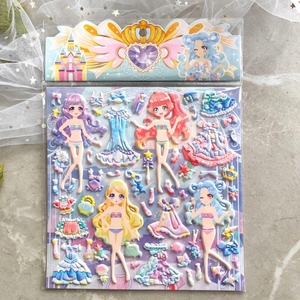 Large-Size Girls' Princess Dress-Up Stickers (4 Styles) Reusable Adhesive Stickers for Notebooks BulingBulingStickers Store