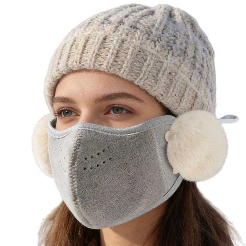 

Face Mouth Cover Windproof Warm Shield With Ear Flap Cycling Face Cover For Sports Hiking Commuting Cycling Women Winter Outdoor сірий колір