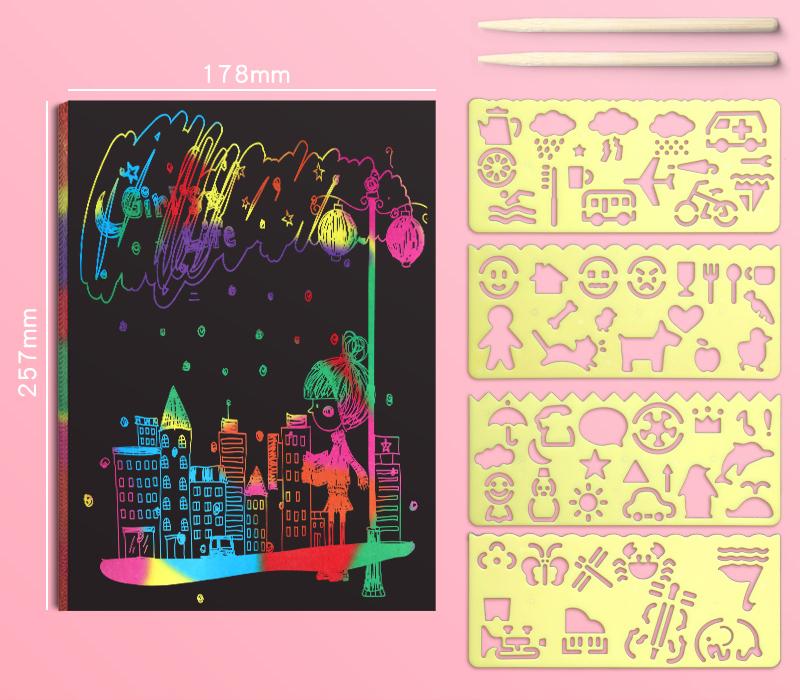 

50sheet Thickened Scratching Paper Set A4/16k Color Graffiti Paper Children s Handmade Art Creative Drawing Art Drawing Supplies