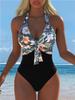 1011 Printed One-piece Swimsuit Women's European and American Sexy European and American Temu Xiyin Hot-selling Models