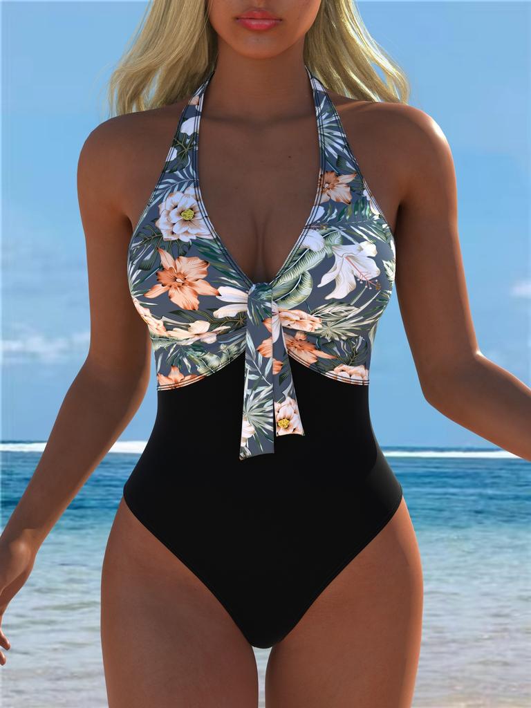 1011 Printed One-piece Swimsuit Women's European and American Sexy European and American Temu Xiyin Hot-selling Models