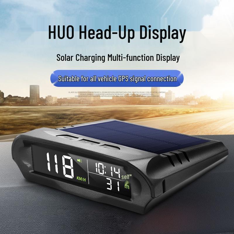 

Beidou Solar GPS HUD: Altimeter, Speedometer, Clock & Temperature Display for Cars