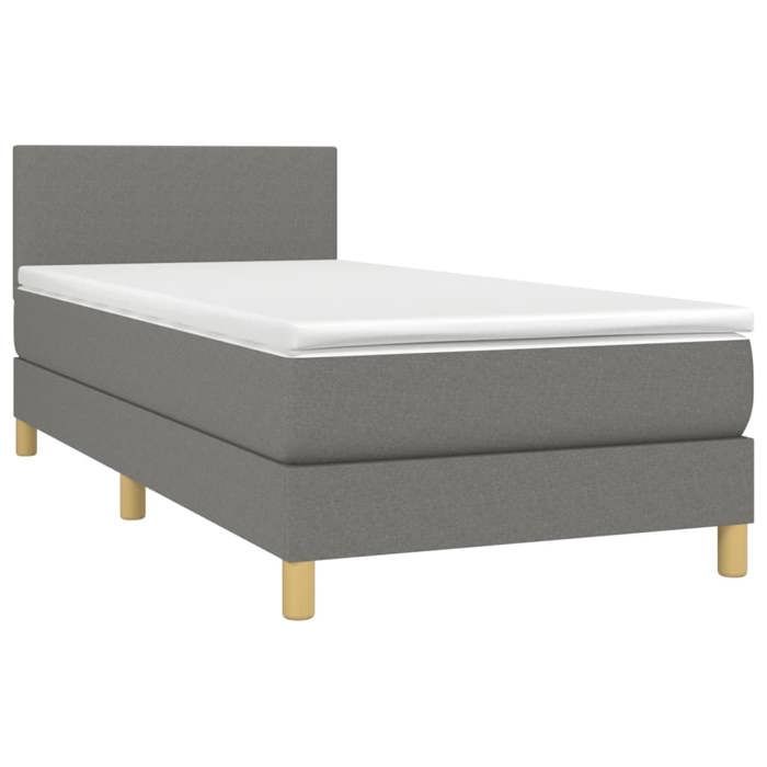 Maison Exclusive - Sommier à lattes de lit avec matelas Gris foncé 90x200 cm Tissu