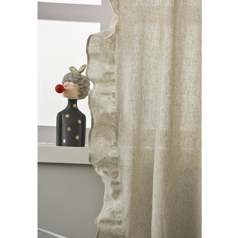 New Nordic Simple Bamboo Flounce Edge Light Luxury Semi-blackout Curtain Solid Color Bedroom Living Room Kitchen Window Curtain