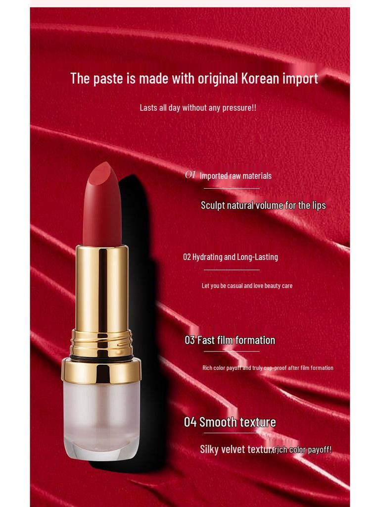 Tang Blue Matte Lipstick: Soft Focus, Non-Stick, Silky, Lightweight, Non-Drying Formula