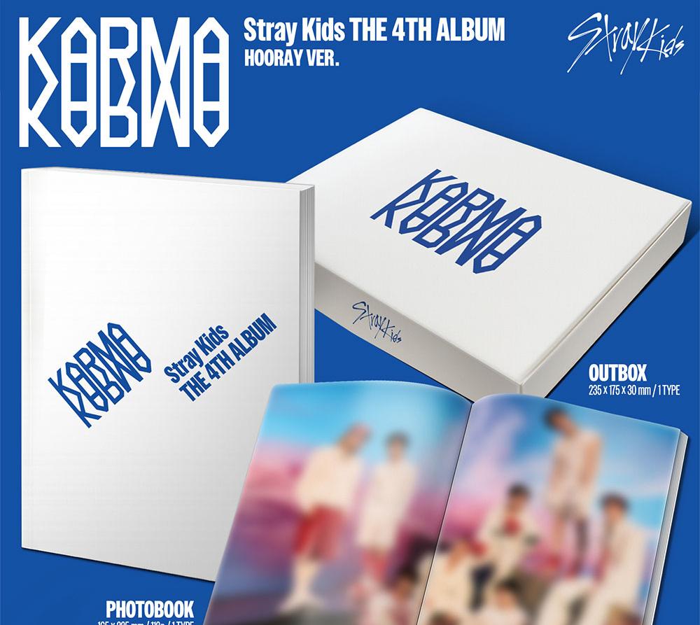 Album Stray Kids Karma [HOORAY Ver.] 4ème édition – Livre Photo 112p, CD, Cartes Aléatoires, Mini Poster