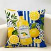 Limoncello Gouache Painting Cushion Cover Durable Hypoallergenic Organic Linen Pillow Cover Short Size Washable SkinFriendly