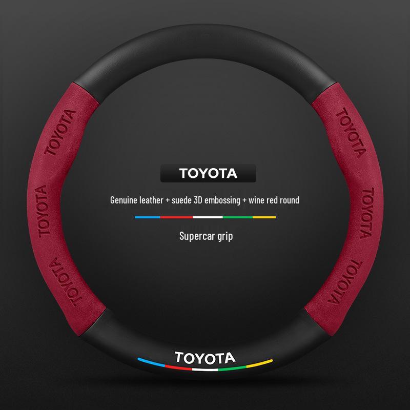 

Genuine Leather Steering Wheel Cover for Toyota Camry 2006-2022 - All-Season Universal Fit with Carbon Fiber Suede Standard