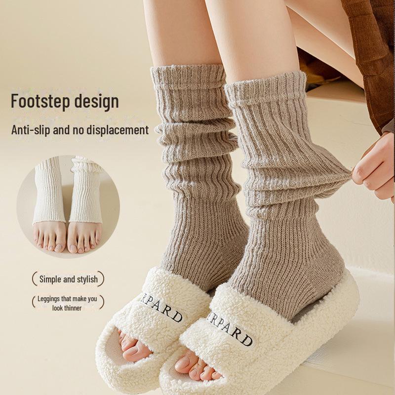 Y2K Women's Fur Knitted Leg Warmers - Thick Winter Wool Socks for Snow Boots