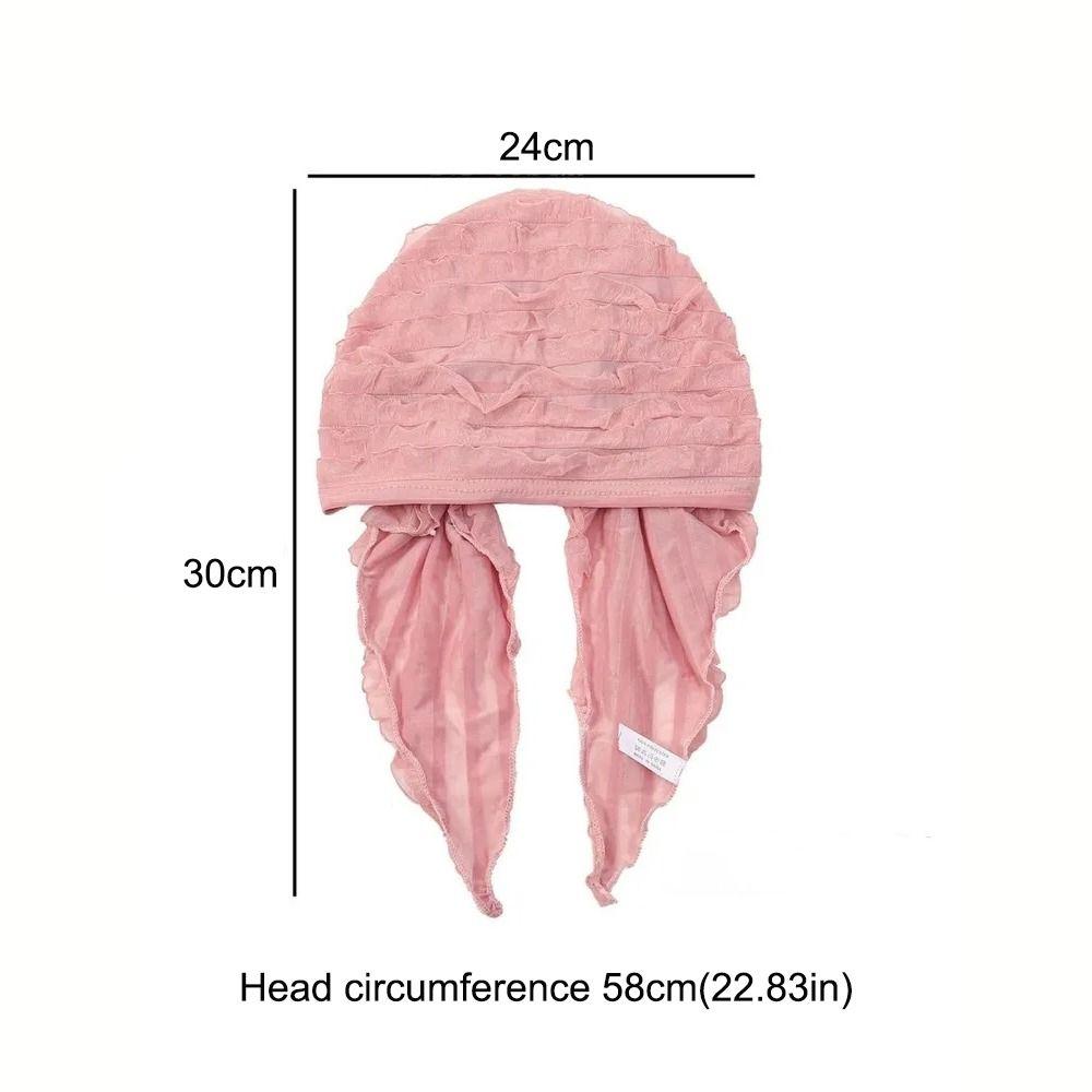 Fashion Ruffle Trim Women's Hijab Breathable Pleated Scarf Cap Head Scarf