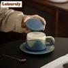 300ml Mountain Wild Color Coffee Mug with Plate Cappuccino Latte Cup Afternoon Tea Mug Cup Saucer Kit Office Water Cup Cafe Gift