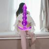 Plug Anale in Silicone con Perline per Stimolazione della Prostata Giocattolo Unisex per Adulti Viola Rosa