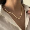 Accessories Hip Hop Wind Flat Snake Bone Chain Necklace, Retro Simple Geometric V-Shaped Necklace Earrings
