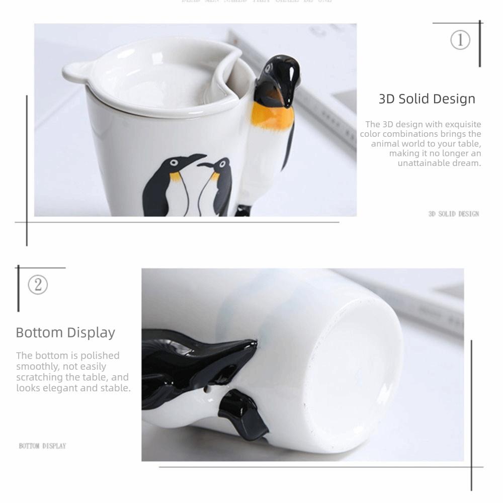 400 ml Fassungsvermögen 3D-Tier-Kaffeetasse 3D-Tierform-Griff Hitzebeständig Handbemalte Tiere Tasse Bequemer Griff Verbrühschutz