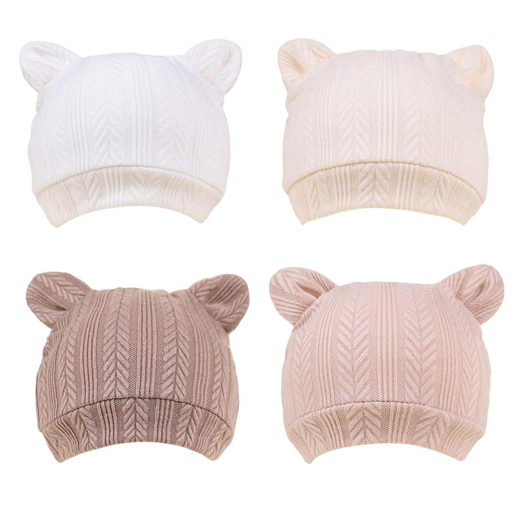 Erkek ve Kız Çocukları İçin Sevimli Yenidoğan Ayı Kulaklı Örgü Şapka