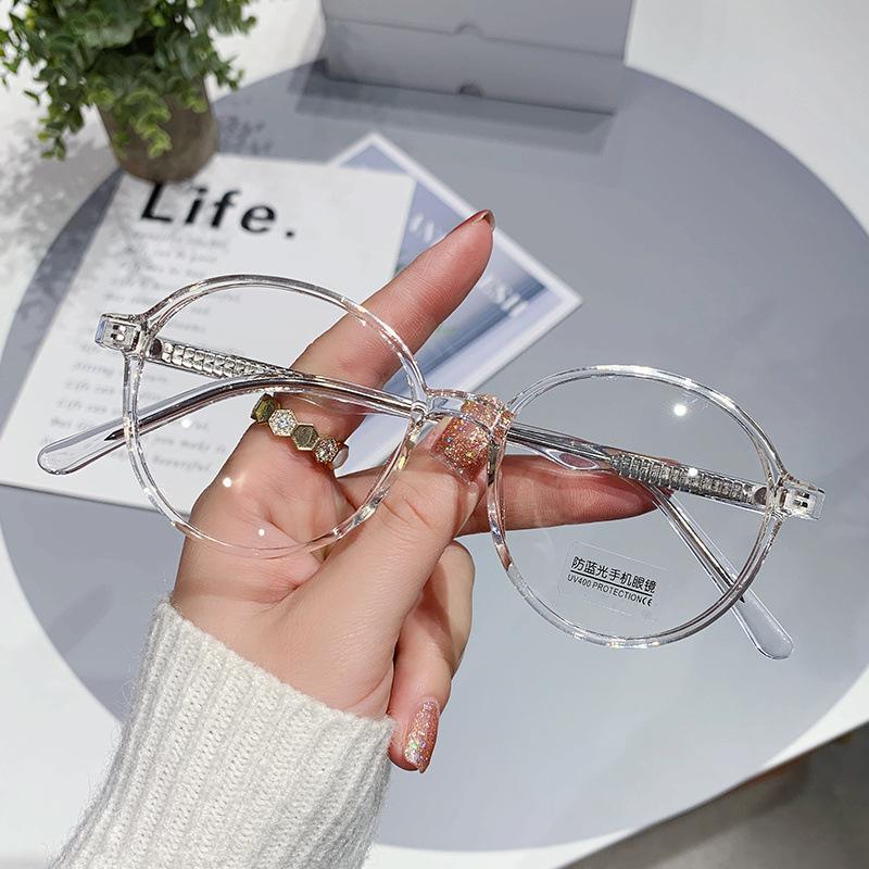 

Tr Transparent Frame Anti-Blue Flat Mirror Female Korean Plate Retro Myopia Optical Glasses Frame Pin Leg Male Anti-blue light прозрачный белый
