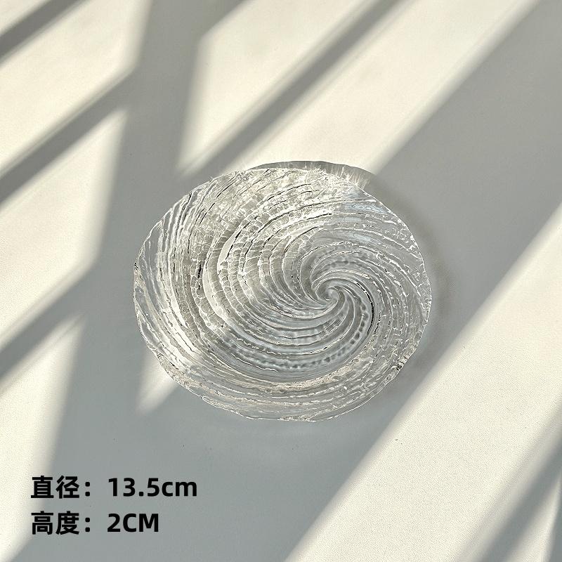 

french tableware Home Fruit Salad Cake Plate Transparent Water Ripple Glass Plate Nebula Breakfast Dessert Dish Kitchen Tablewar