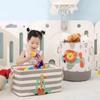 Cartoon Toy Storage Basket & Foldable Canvas Laundry Hamper Collapsible Clothes Organizer Bin with Handles for Kids Room