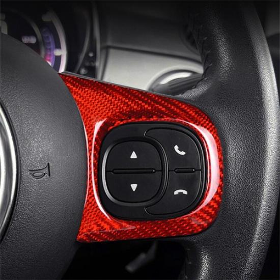 Pair Red Carbon Fiber Car Steering Wheel Switch Frame Sticker For Fiat 500 20-23