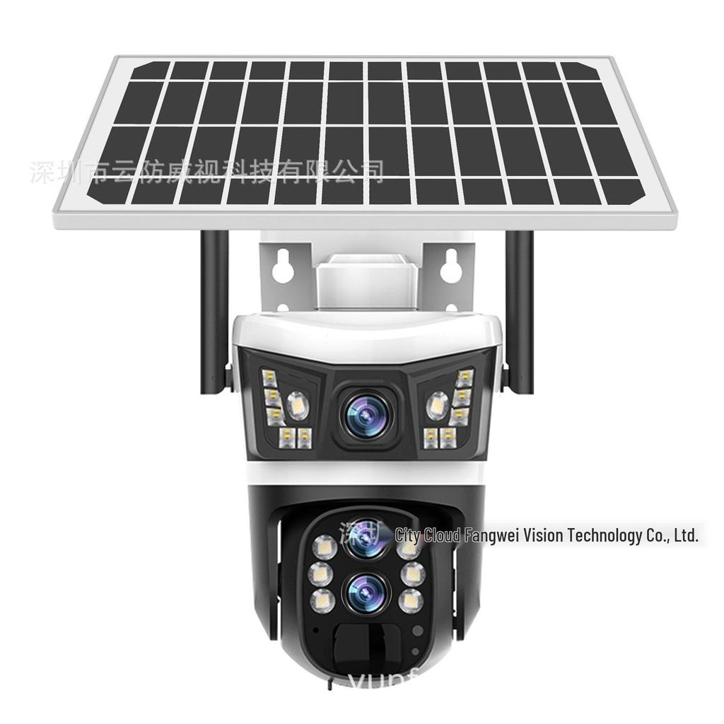 Panorama-Solarkamera mit Dual-Bildschirm, 4G, Triple-Objektiv, 10x Zoom & Überwachung mit Akku mit geringem Stromverbrauch