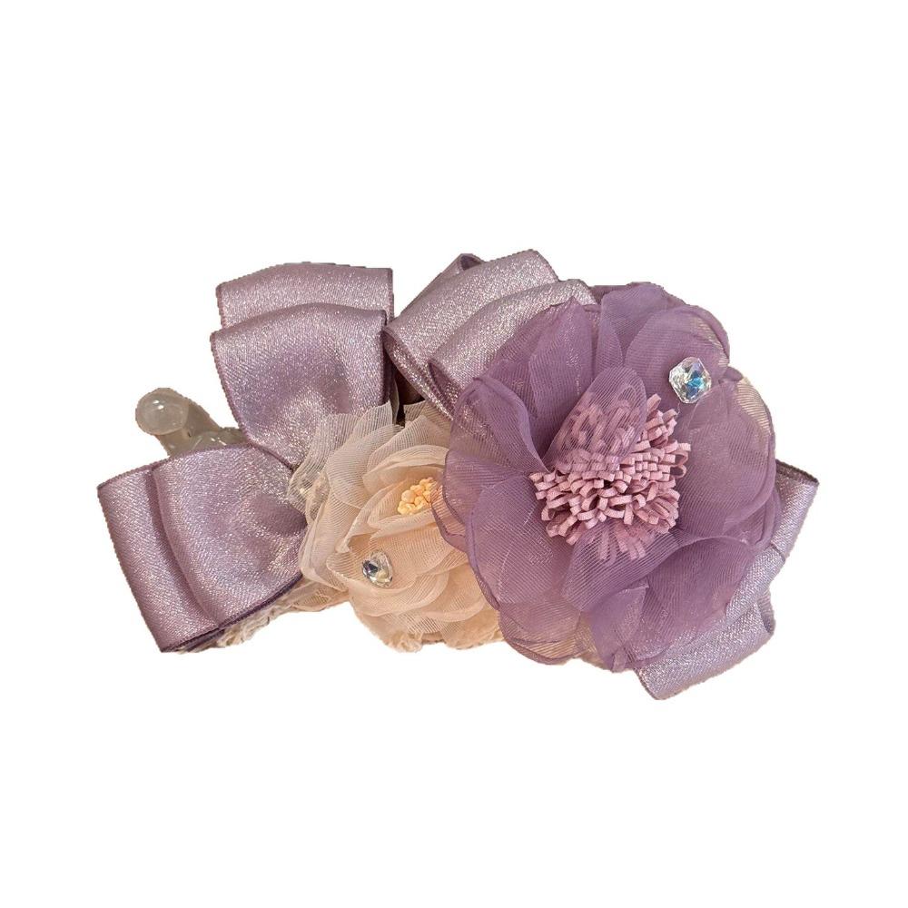 

Korean Style Purple Mesh Vertical Clip Elegant Women Ponytail Holder Flower Banana Clip Hair Clip фіолетовий