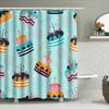 Charming Birthday Party Blue Waterproof Bathroom Shower Curtain With Cake Pattern Decoration Home Decor Accessories 72X84 Inches