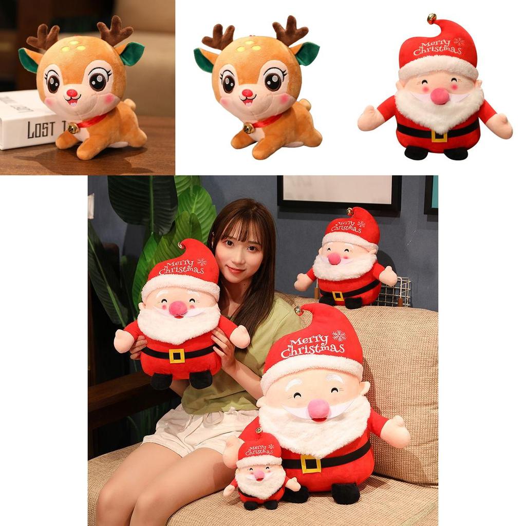 Soft Santa Claus Deer Plush Pillow Toy For Kids Xmas Gift