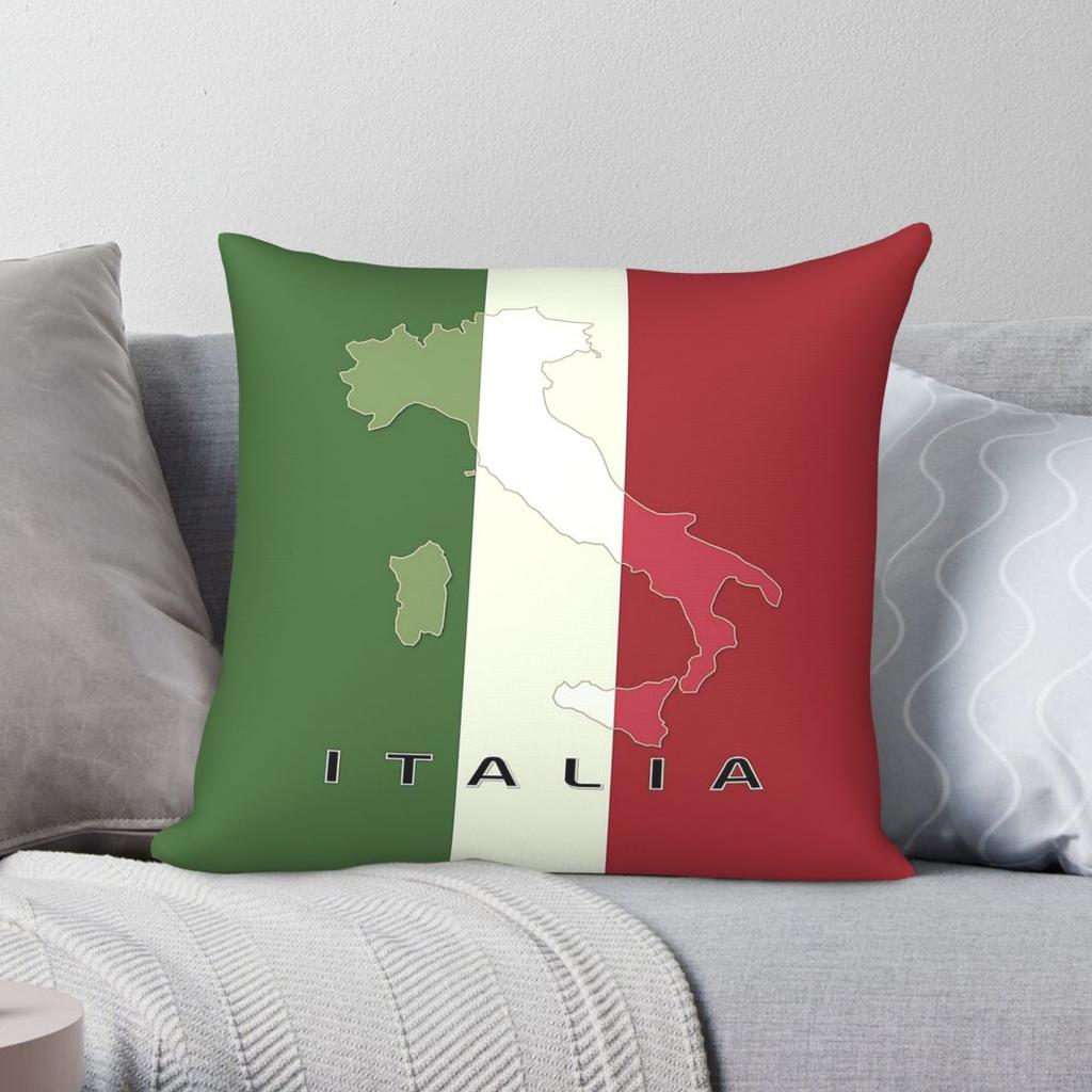 Italy Country Map On Flag Pillowcase Polyester Linen Velvet Pattern Zip Decor Pillow Case Room Cushion Cover Wholesale x